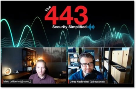The 443 Podcast logo above photos of Marc and Corey