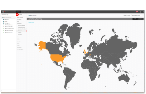 WatchGuard Cloud dashboard showing global map
