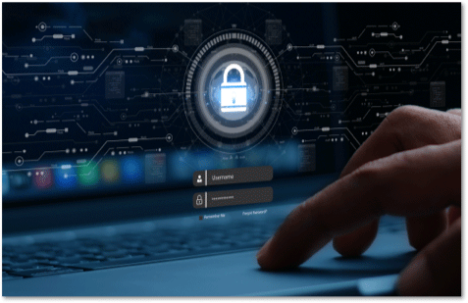 glowing padlock icon on a laptop screen